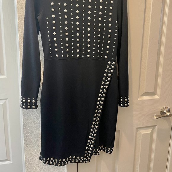 INC International Concepts Women's Black Long-Sleeved Studded Dress - Picture 2 of 7